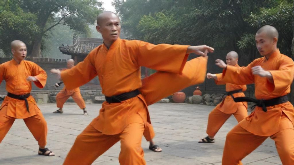 Latar belakang Sebuah kota hancur refensi kota dalam film kungfu traditional china, api berkobar di mana-mana. Orang-orang panik melarikan diri.