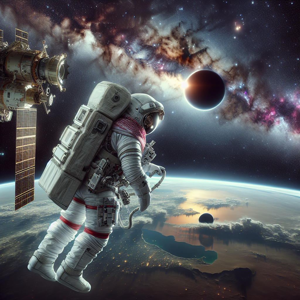 seorang astronot berjalan