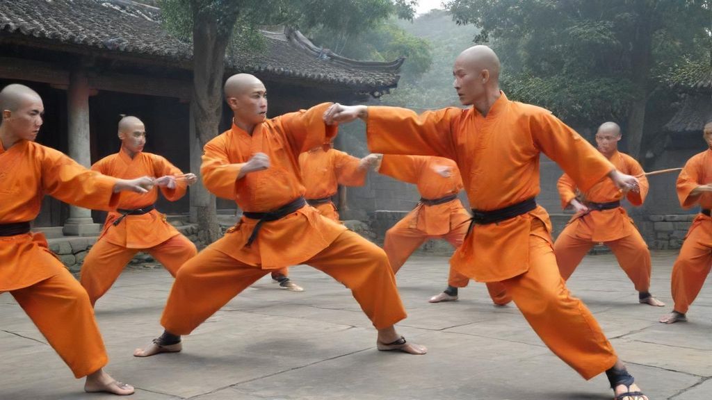 Latar belakang Sebuah kota hancur refensi kota dalam film kungfu traditional china, api berkobar di mana-mana. Orang-orang panik melarikan diri.
